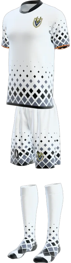 Thirsk 3 design as a soccer game kit: jersey, shorts, socks