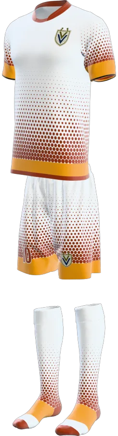 Wensley 2 design as a soccer game kit: jersey, shorts, socks