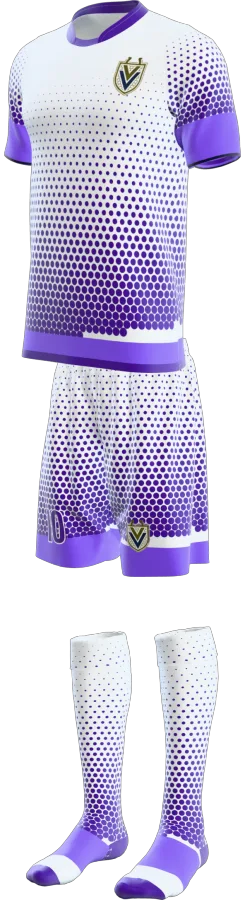 Malvern 3 design as a soccer game kit: jersey, shorts, socks