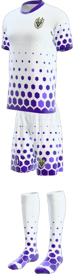 Malvern design as a soccer game kit: jersey, shorts, socks
