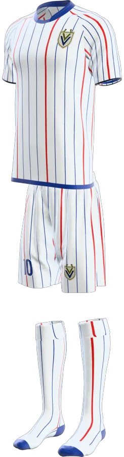 Penrith design as a soccer game kit: jersey, shorts, socks