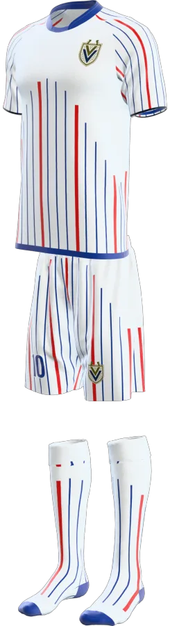 Yarm 3 design as a soccer game kit: jersey, shorts, socks