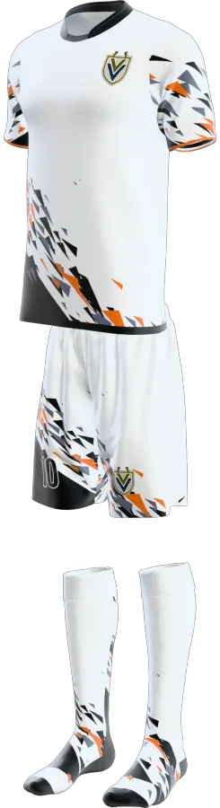 Thirsk design as a soccer game kit: jersey, shorts, socks