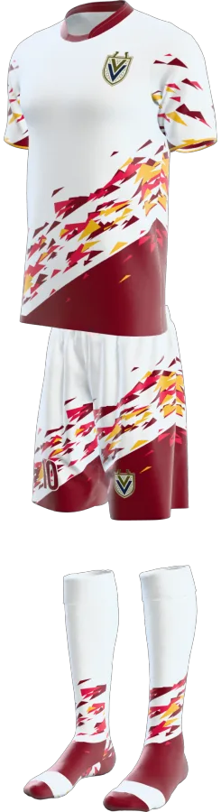 Jedburgh 2 design as a soccer game kit: jersey, shorts, socks