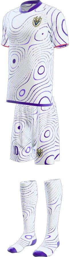 Ullswater design as a soccer game kit: jersey, shorts, socks