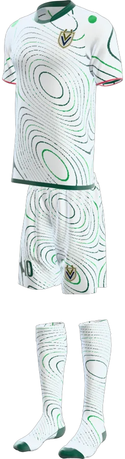 Kendal 2 design as a soccer game kit: jersey, shorts, socks