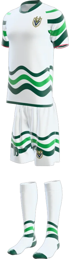Calder 3 design as a soccer game kit: jersey, shorts, socks